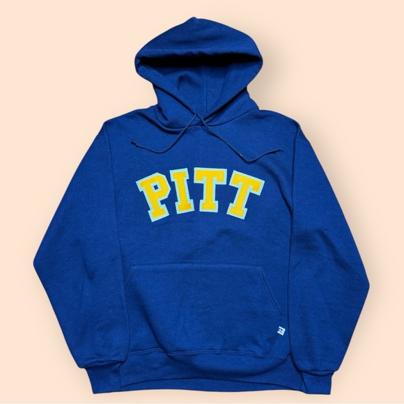Vintage Pitt Panthers 1990s Russell Athletic Hoodie Large Blue Pittsburgh Vtg - Picture 1 of 4